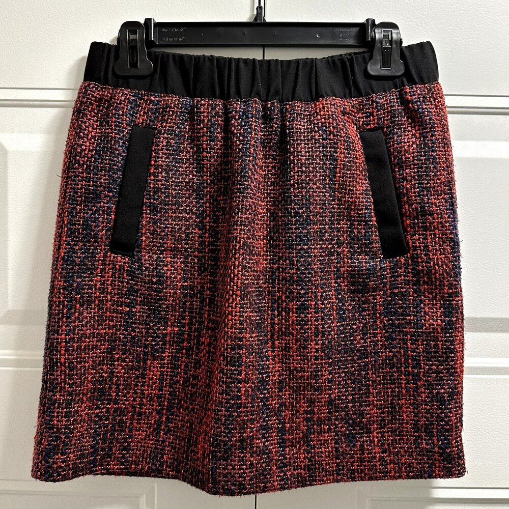 NWOT Ann Taylor Loft Maroon & Navy Tweed Pencil Skirt Size XS